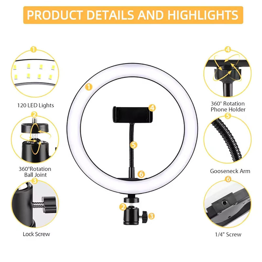 (Renewed) BROLAVIYA® Crystal 3D LED 10 Inch RGB Ring Light with Flexible Wire, 360 Knob and Mobile Bracket