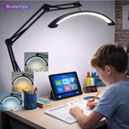 BROLAVIYA® 16 inch Half Moon Tabletop Lamp Light with 3 Axis Swing Metal Arm Stand, 3 Lighting Modes, 360 Degree Spin for Detailed Work, Home Office, Desktop, Make up, Reading, Black