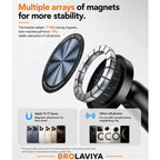 BROLAVIYA® Magnetic Mobile Phone Stand for Desk, Tabletop Stand, Adjustable Height & 360° Rotation, Strong N52 Magnetic Mount Compatible with iPhone 12-17 Series, Video Calls, Live Streaming