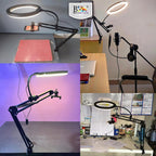 BROLAVIYA® Overhead Video Mobile Stand with 10 Inch Ring Light, Metal Arm, 1/4" Ball Head for Camera, Gopro with Mobile Bracket and Flexible Clip Arm