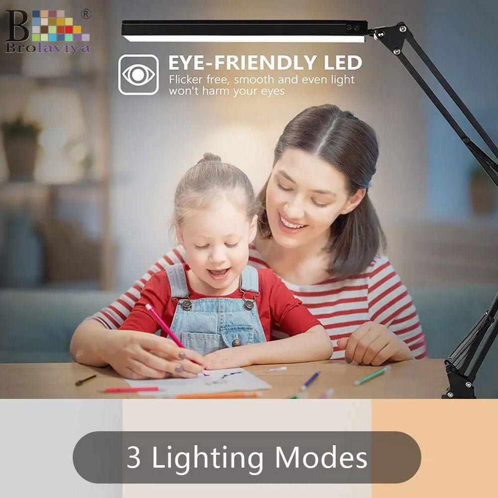 BROLAVIYA® Overhead LED Desk Lamp Light with Metal Arm Table Lamp Stand, 3 Lighting Modes  - Image 5