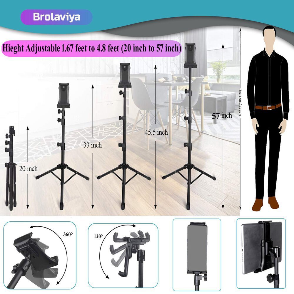 BROLAVIYA® Mobile and Tablet Tripod Stand For Home Office Stage For All 4 to 11 Inch Devic - Image 4