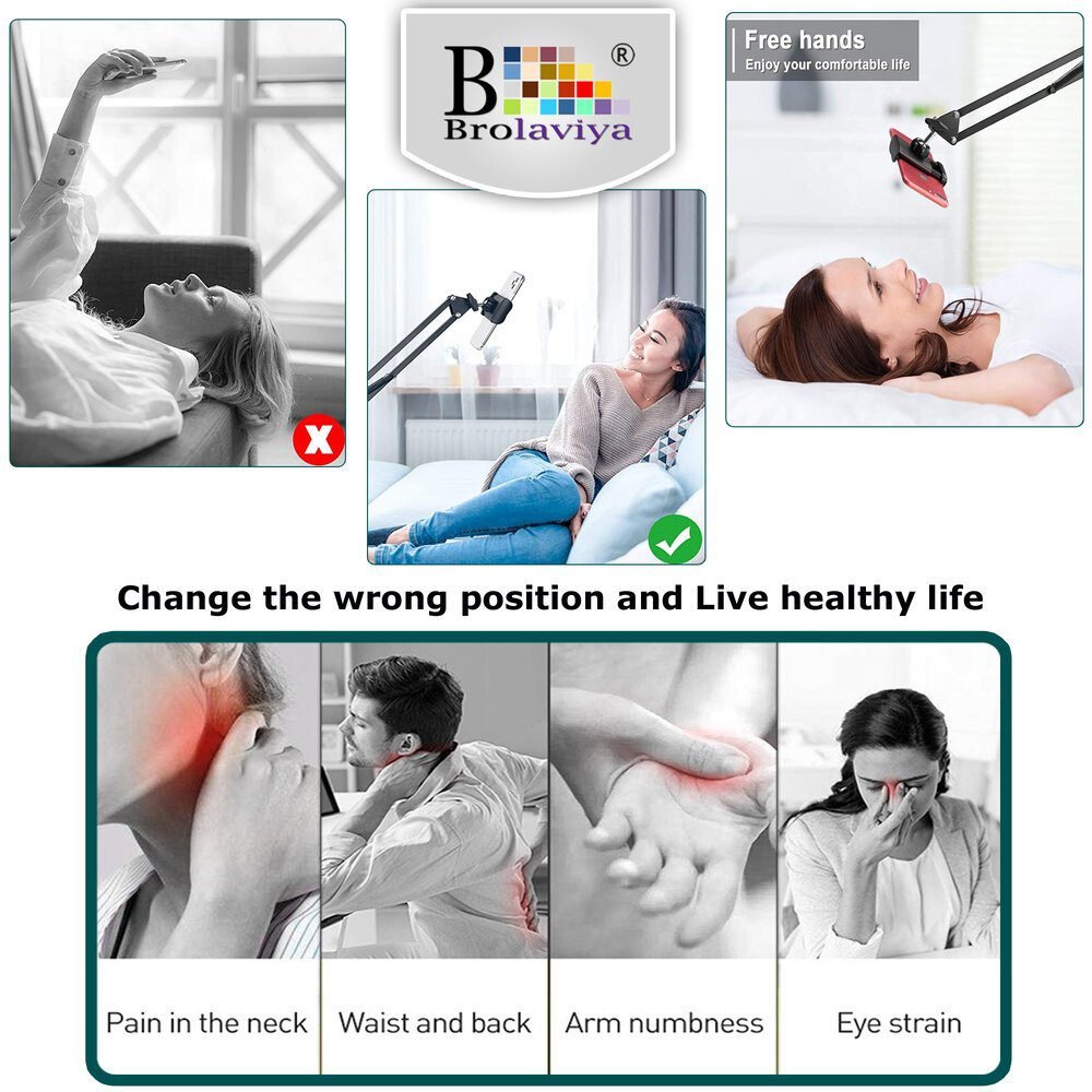 (Renewed) BROLAVIYA® Overhead Video Stand Phone Holder, Metal Long Lazy Arm For All Mobile - Image 6