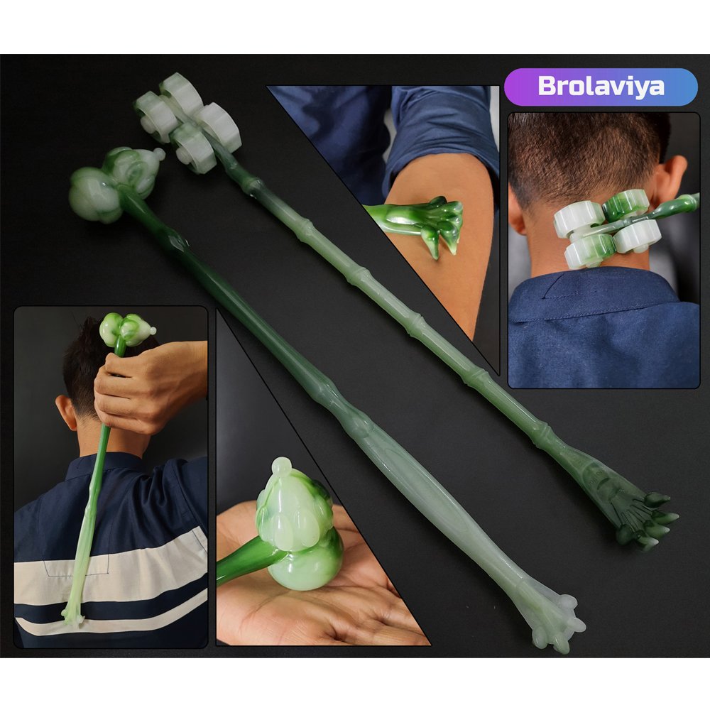 BROLAVIYA® 2 Pack 2 in 1 Back Roller and Hammer Shape Manually Massage Stick, Knock Base M - Image 5
