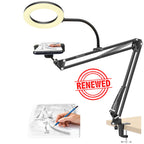 (Renewed) BROLAVIYA® Overhead Video Stand with 6 Inch Ring Light, Metal Arm Body, 1/4" Ball Head For Camera, Webcam, Gopro with Mobile and Tablet Bracket For Overhead Video, Desktop, Bedroom, Office