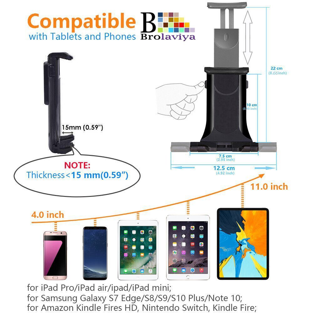 BROLAVIYA® Mobile and Tablet Tripod Stand For Home Office Stage For All 4 to 11 Inch Devic - Image 7