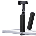 BROLAVIYA® Aluminum Alloy Mobile Phone Stand, Adjustable Travel Phone Mounts For Desk, Car, Train, Airplane, 360 Degree Rotation, Portable Foldable Pocket Size, for All iPhone and Android Phones ( Black )