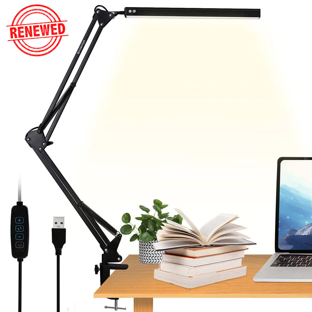 (Renewed) BROLAVIYA® Overhead LED Desk Lamp Light with Metal Arm Table Lamp Stand, 3 Lighting Modes For Home, Office, Desktop, Bedroom, Reading
